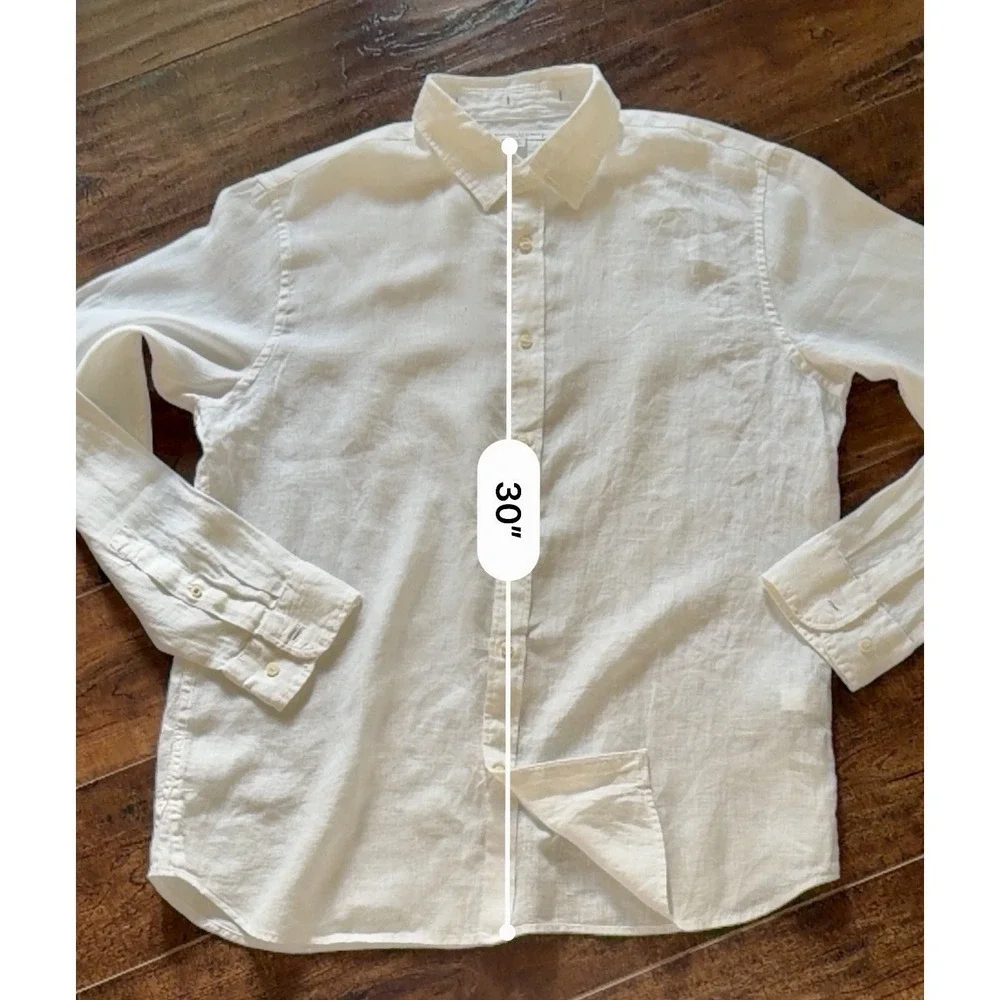 Banana Republic Standard Linen Shirt Mens L Tall White 100% Linen $100 NWOT